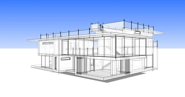 房子概念剪影3D — 图库照片