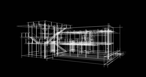 房子概念剪影3D — 图库照片