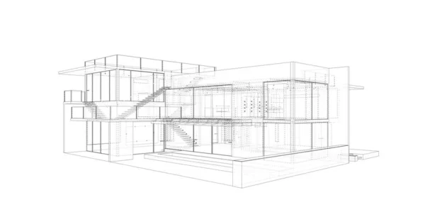 房子概念剪影3D — 图库照片