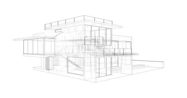 房子概念剪影3D — 图库照片