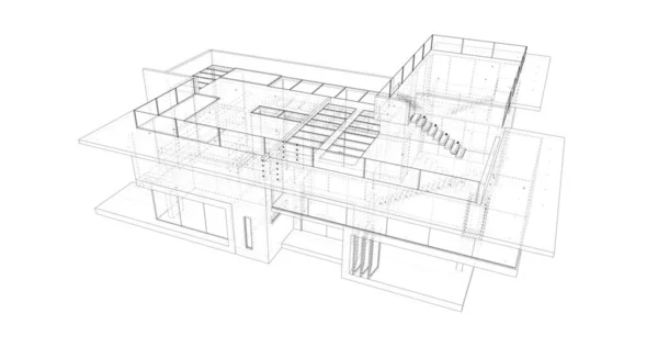 房子概念剪影3D — 图库照片