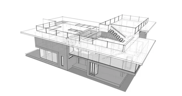房子概念剪影3D — 图库照片