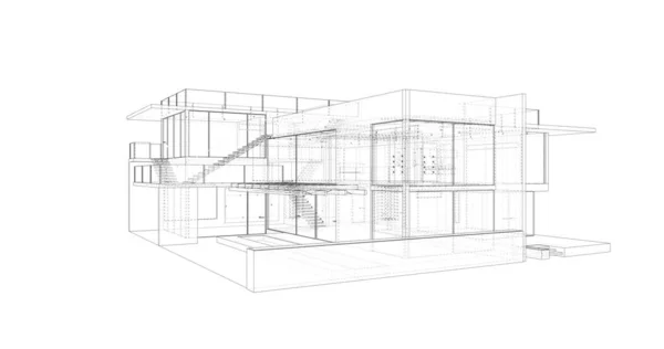 房子概念剪影3D — 图库照片