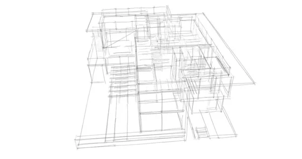 房子概念剪影3D — 图库照片