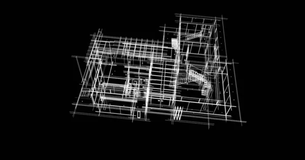 房子概念剪影3D — 图库照片