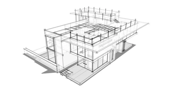 房子概念剪影3D — 图库照片