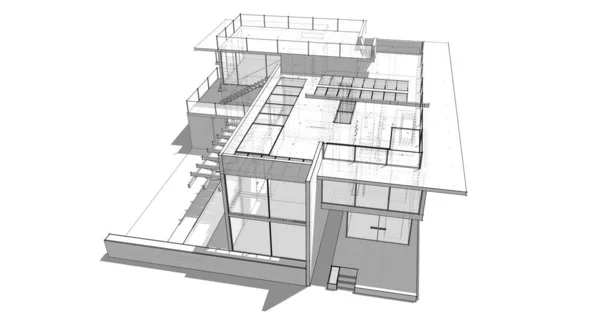 房子概念剪影3D — 图库照片