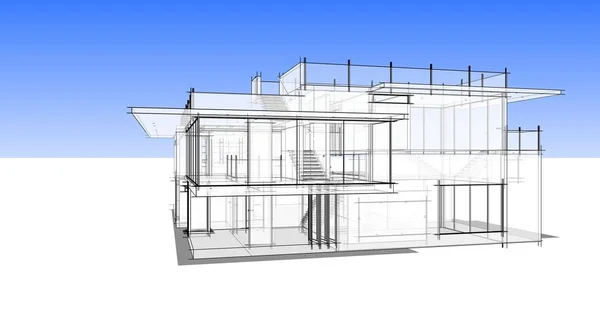 房子概念剪影3D — 图库照片