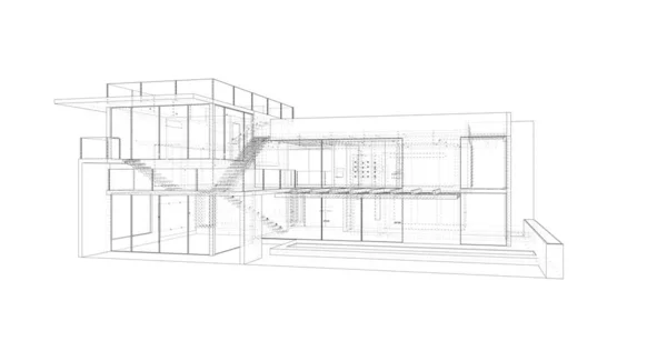 Conception Maison Croquis Illustration — Photo