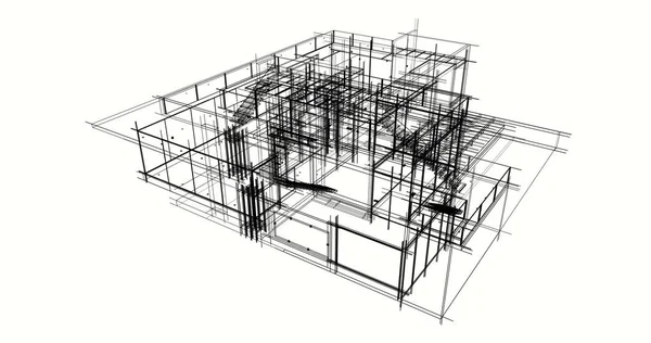 房子概念剪影3D — 图库照片