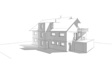 Ev kavramı kroki 3d çizim