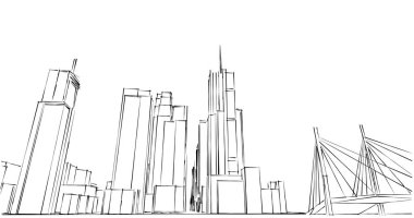 şehir mimarisi ve binalar 3D çizimi 