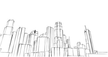 şehir mimarisi ve binalar 3D çizimi 