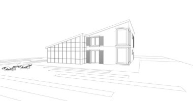 Ev kavramı kroki 3d çizim