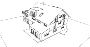 Ev kavramı kroki 3d çizim