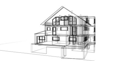 Ev kavramı kroki 3d çizim