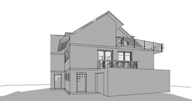 Ev kavramı kroki 3d çizim