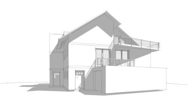 Ev kavramı kroki 3d çizim