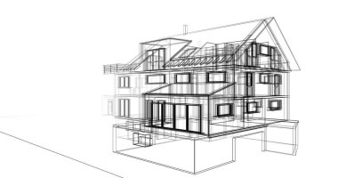 Ev kavramı kroki 3d çizim