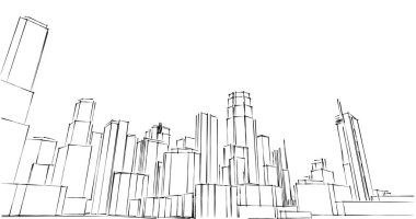 şehir mimarisi ve binalar 3D çizimi 