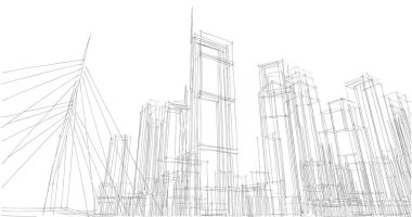 şehir mimarisi ve binalar 3D çizimi 