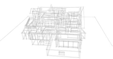 Ev kavramı kroki 3d çizim