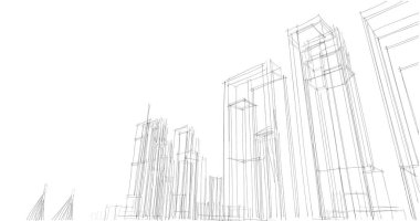 şehir mimarisi ve binalar 3D çizimi 