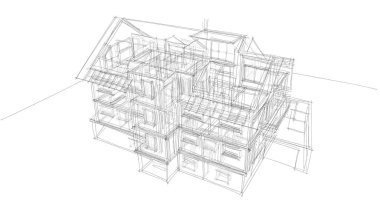 Ev kavramı kroki 3d çizim