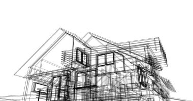 Ev kavramı kroki 3d çizim