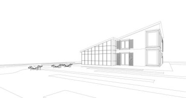 Ev kavramı kroki 3d çizim