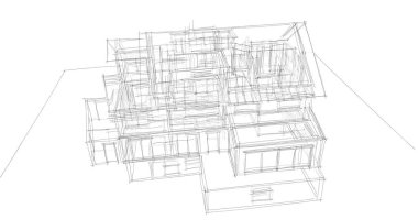 Ev kavramı kroki 3d çizim