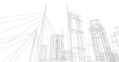 şehir mimarisi ve binalar 3D çizimi 