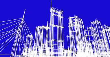 şehir mimarisi ve binalar 3D çizimi 