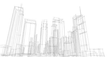 şehir mimarisi ve binalar 3D çizimi 