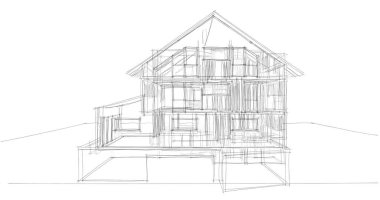 Ev kavramı kroki 3d çizim