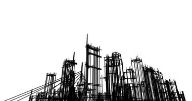 şehir mimarisi ve binalar 3D çizimi 