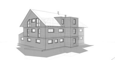 Ev kavramı kroki 3d çizim