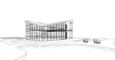 Ev kavramı kroki 3d çizim