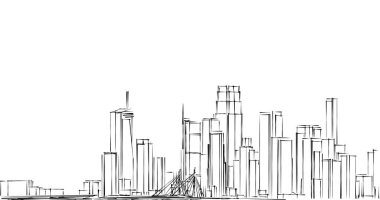 şehir mimarisi ve binalar 3D çizimi 