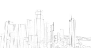 şehir mimarisi ve binalar 3D çizimi 