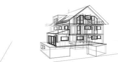 Ev kavramı kroki 3d çizim