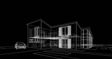 Ev kavramı kroki 3d çizim