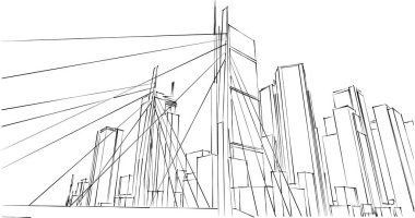 şehir mimarisi ve binalar 3D çizimi 