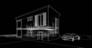 Ev kavramı kroki 3d çizim