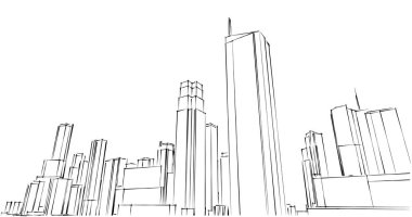 şehir mimarisi ve binalar 3D çizimi 