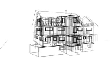 Ev kavramı kroki 3d çizim