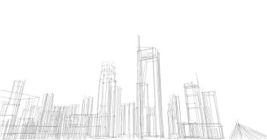 şehir mimarisi ve binalar 3D çizimi 