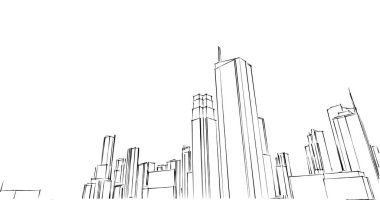 şehir mimarisi ve binalar 3D çizimi 