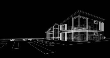 Ev kavramı kroki 3d çizim