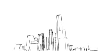 şehir mimarisi ve binalar 3D çizimi 